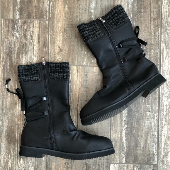 Sweater cuffed scrunch faux leather boots size 42 - Picture 6 of 7